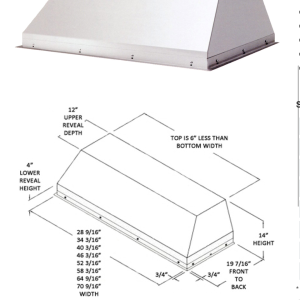 HOTTE DE CUISINE ENCASTRABLE – STYLE METAL LINER SLOPED SIDES